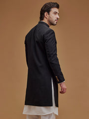 Textured Black Achkan