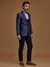 Single Breasted Stripes Purple 5-Piece Suit
