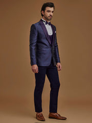 Single Breasted Stripes Purple 5-Piece Suit