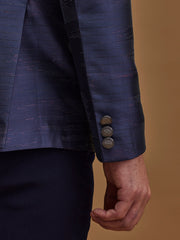 Single Breasted Stripes Purple 5-Piece Suit