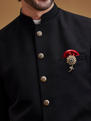 Textured Black Achkan
