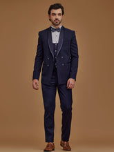 Navy Blue Double Breasted Five Piece Suit