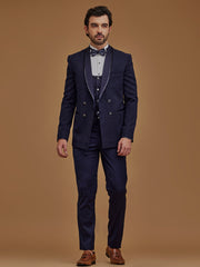 Navy Blue Double Breasted Five Piece Suit