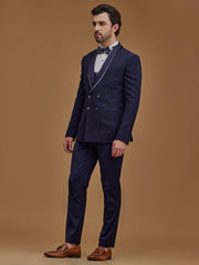 Navy Blue Double Breasted Five Piece Suit