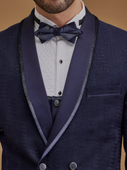 Navy Blue Double Breasted Five Piece Suit