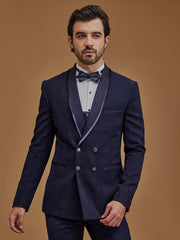 Navy Blue Double Breasted Five Piece Suit