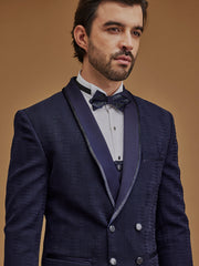 Navy Blue Double Breasted Five Piece Suit
