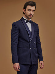 Navy Blue Double Breasted Five Piece Suit