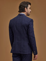 Navy Blue Double Breasted Five Piece Suit