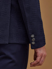 Navy Blue Double Breasted Five Piece Suit