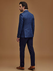 Floral Blue Single Breasted Five Piece Suit