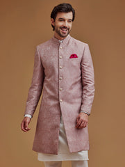Peach Textured Achkan