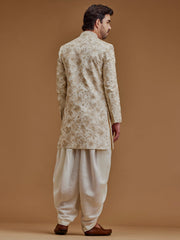 Embroidered With Zari Work Cream Achkan