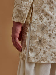 Embroidered With Zari Work Cream Achkan
