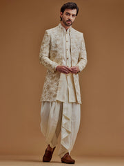 Embroidered With Zari Work Cream Achkan