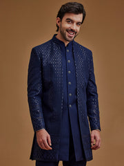 Sequence Work Blue Achkan