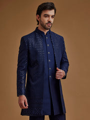 Sequence Work Blue Achkan