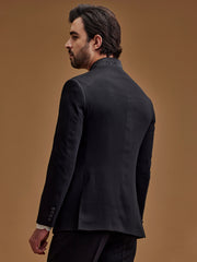 Black Textured Stone Work Indo Western Bandhgala