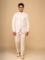 Men Cream 2-Piece Bandhgala Set