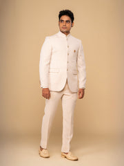 Men Cream 2-Piece Bandhgala Set