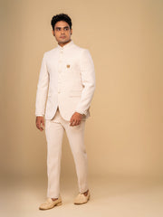 Men Cream 2-Piece Bandhgala Set