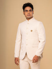 Men Cream 2-Piece Bandhgala Set