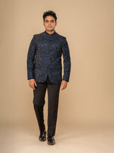 Men Blue 2-Piece Bandhgala Set