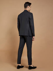 Midnight Blue Textured 3-Peice Bandhgala