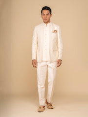 Men Cream 3-Piece Bandhgala Set
