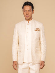 Men Cream 3-Piece Bandhgala Set