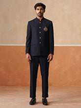 Blue Solid Indo Western 2-Piece Bandhgala