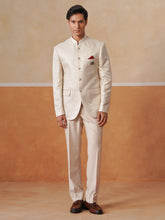 Cream Self Designed Indo Western 2-Piece Bandhgala