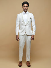 Men’s Embroidered Shawl Collar Suit Set