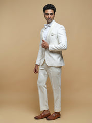 Men’s Embroidered Shawl Collar Suit Set