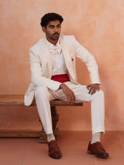 Men’s Embroidered Shawl Collar Suit Set