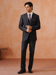 Men’s Grey Textured Peak Collar Suit Set