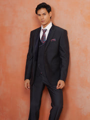Men’s Grey Textured Peak Collar Suit Set