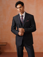 Men’s Grey Textured Peak Collar Suit Set