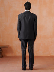 Men’s Grey Textured Peak Collar Suit Set