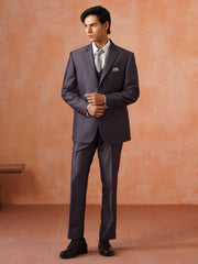Men’s Grey Textured Shawl Collar Suit Set