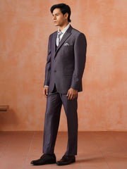 Men’s Grey Textured Shawl Collar Suit Set