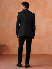 Men’s Black Textured Shawl Collar Suit Set