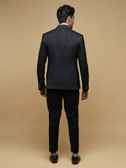 Men’s Black Textured Shawl Collar Suit Set
