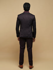 Men’s Maroon Textured Shawl Collar Suit Set