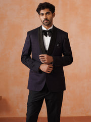 Men’s Purple Textured Shawl Collar Suit Set