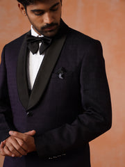 Men’s Purple Textured Shawl Collar Suit Set