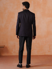 Men’s Purple Textured Shawl Collar Suit Set