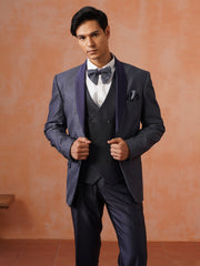 Men’s Grey Sequence Shawl Collar Suit Set