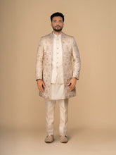 Cream Embroidered Men Achkan