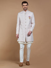Peach Embroidered Achkan